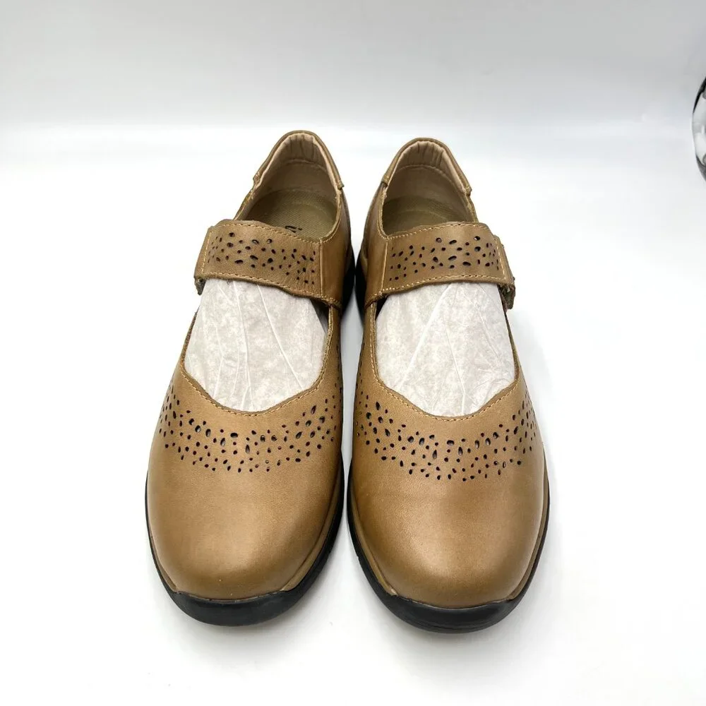 9.5N 9.5 NARROW WIDTH‎ Propet Selena Brown Leather Mary Jane Comfort Flats Shoes